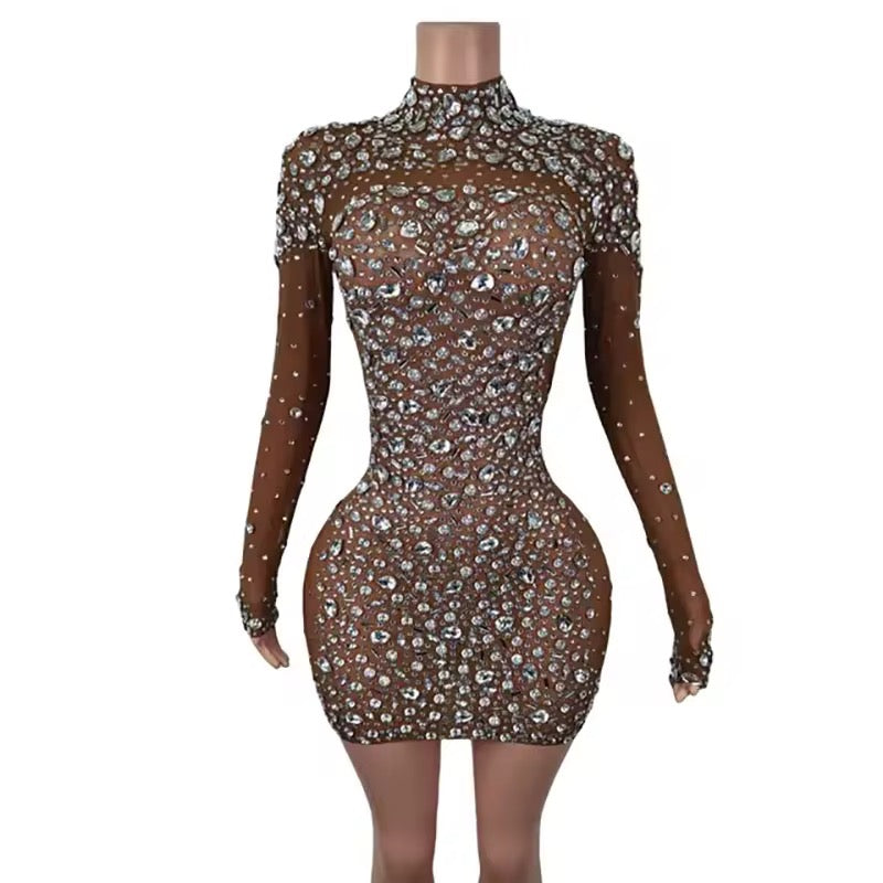Seven Shades of Slay Crystal Dress – Sparkling Bodycon Perfection