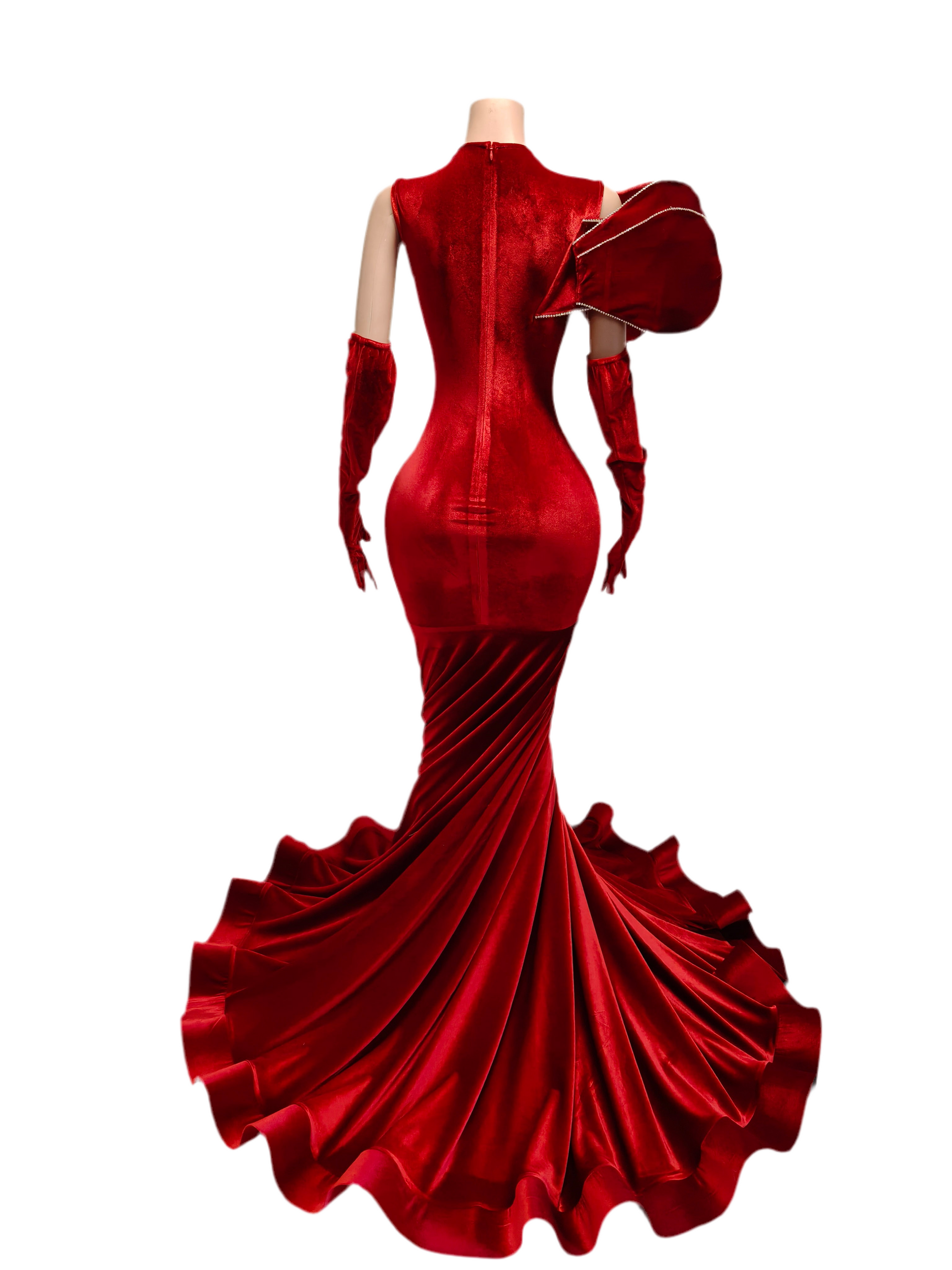 Red Rhinestone Glam Gown – Crystal Embellished Evening & Gala Dress