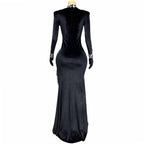 Diamond Illusion Velvet Gown – Sheer Rhinestone Cutout Evening Dress