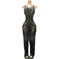 Midnight Fringe Illusion Jumpsuit – Black Sequin Party Outfit