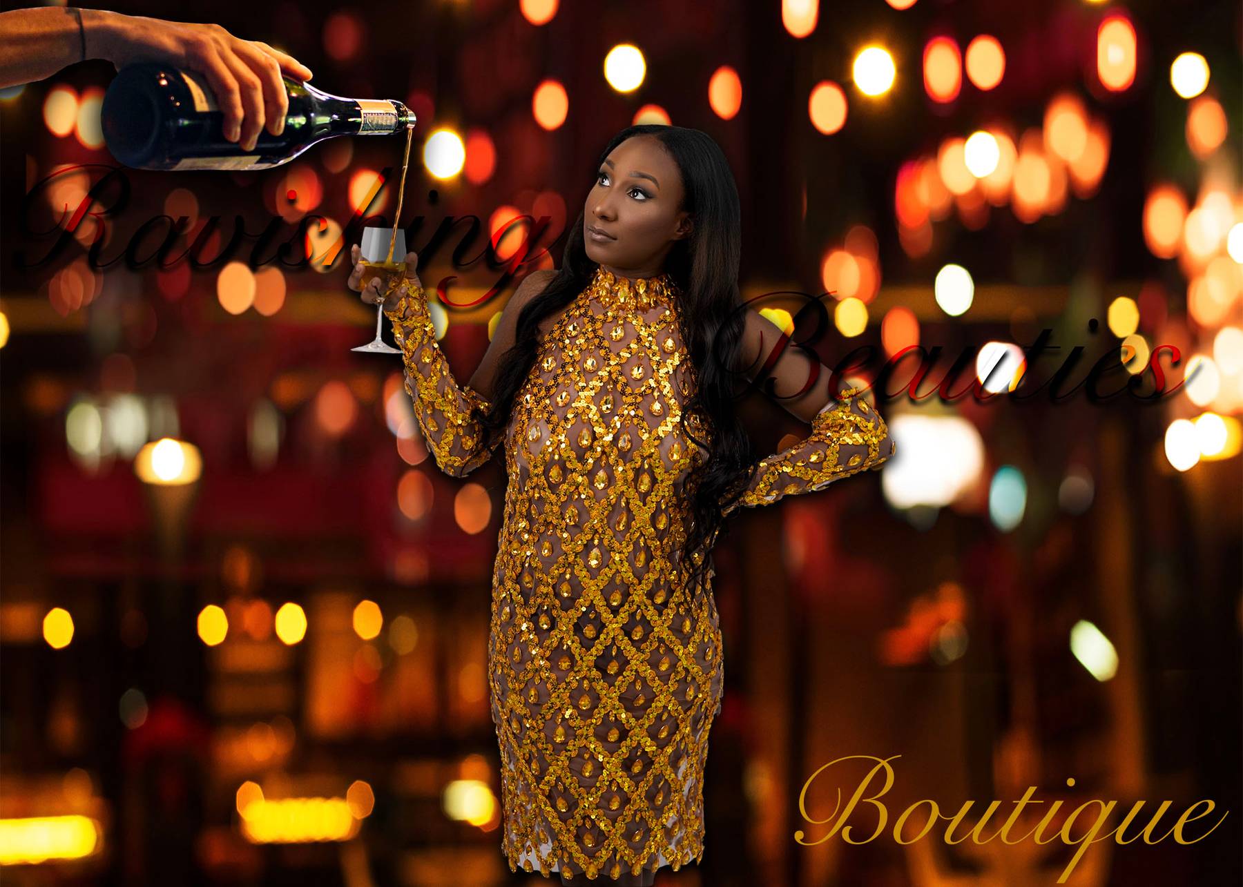 Golden Temptation Mini Dress – Sparkly Long-Sleeve Party Dress