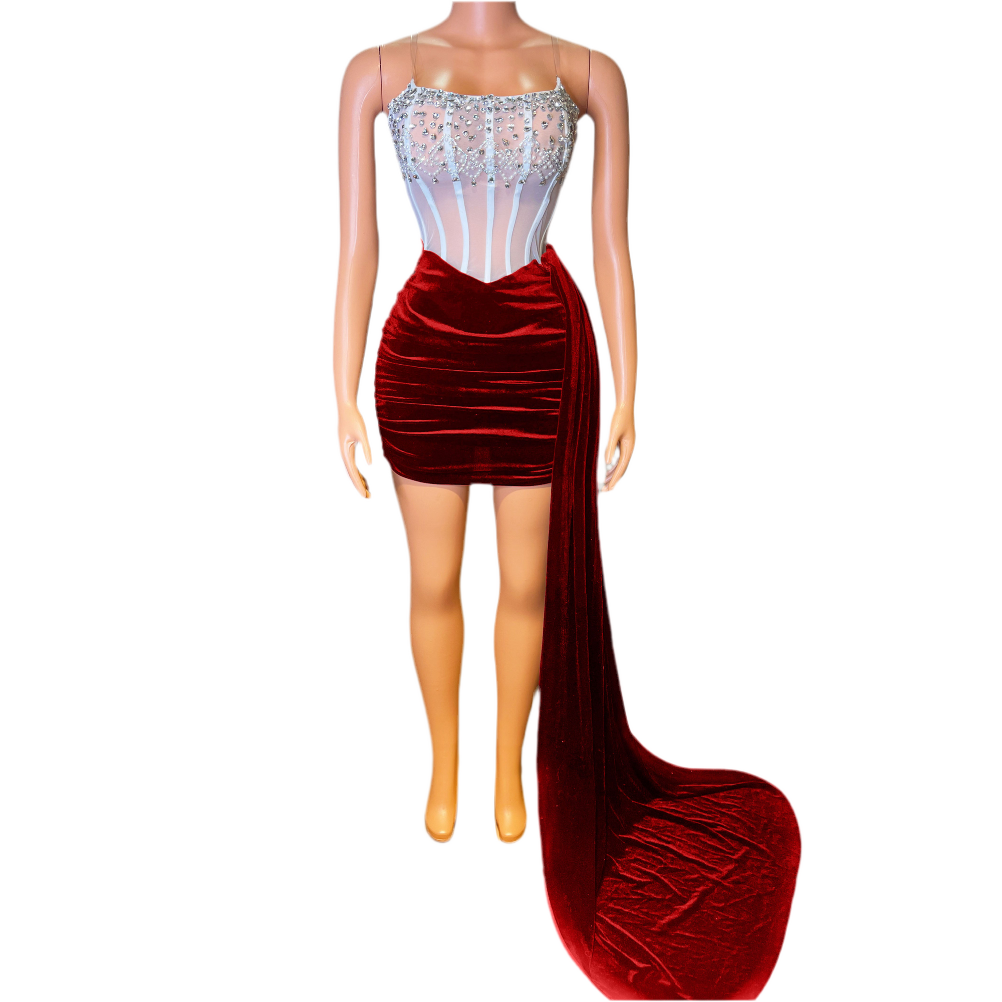 Scarlet Reign Velvet Mini Dress – Red Corset Party Dress