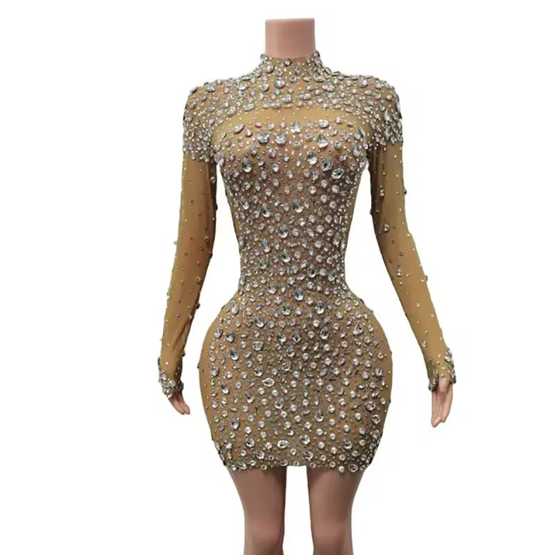 Seven Shades of Slay Crystal Dress – Sparkling Bodycon Perfection
