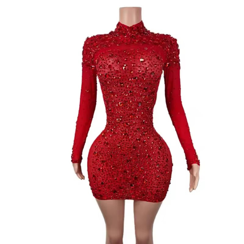 Seven Shades of Slay Crystal Dress – Sparkling Bodycon Perfection