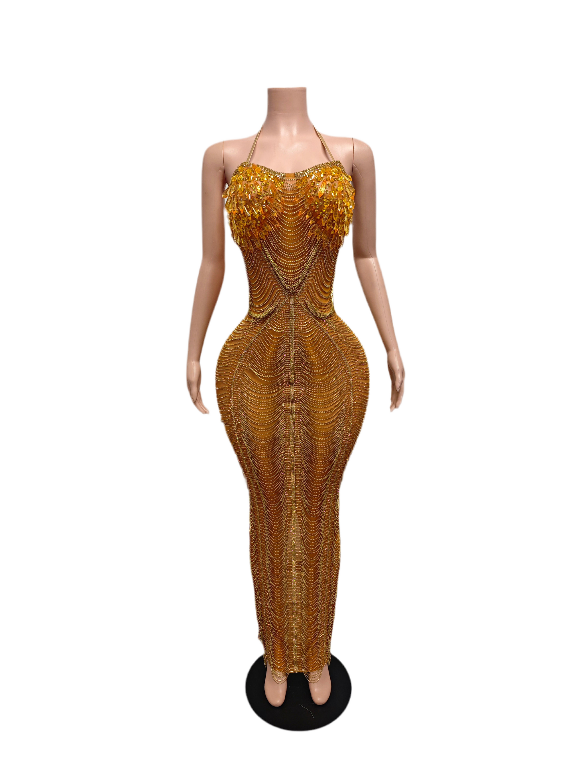 Gold Sequin Bodycon Gown – Sparkly Evening Dress for Prom, Gala & Special Occasions