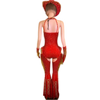 Rodeo Royalty Rhinestone Cutout Set – Red Two-Piece Performance Outfit