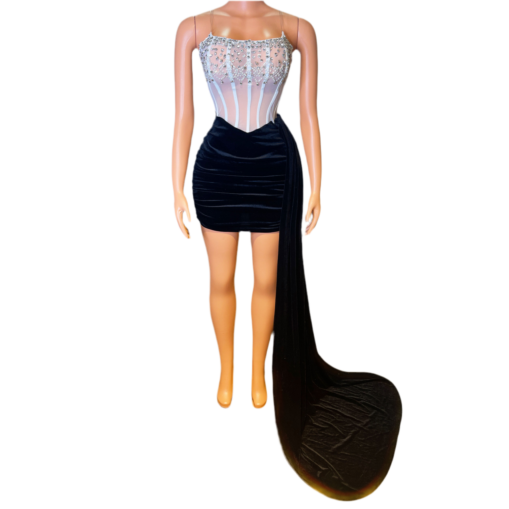 Midnight Seduction Velvet Dress – Black Corset Party Dress