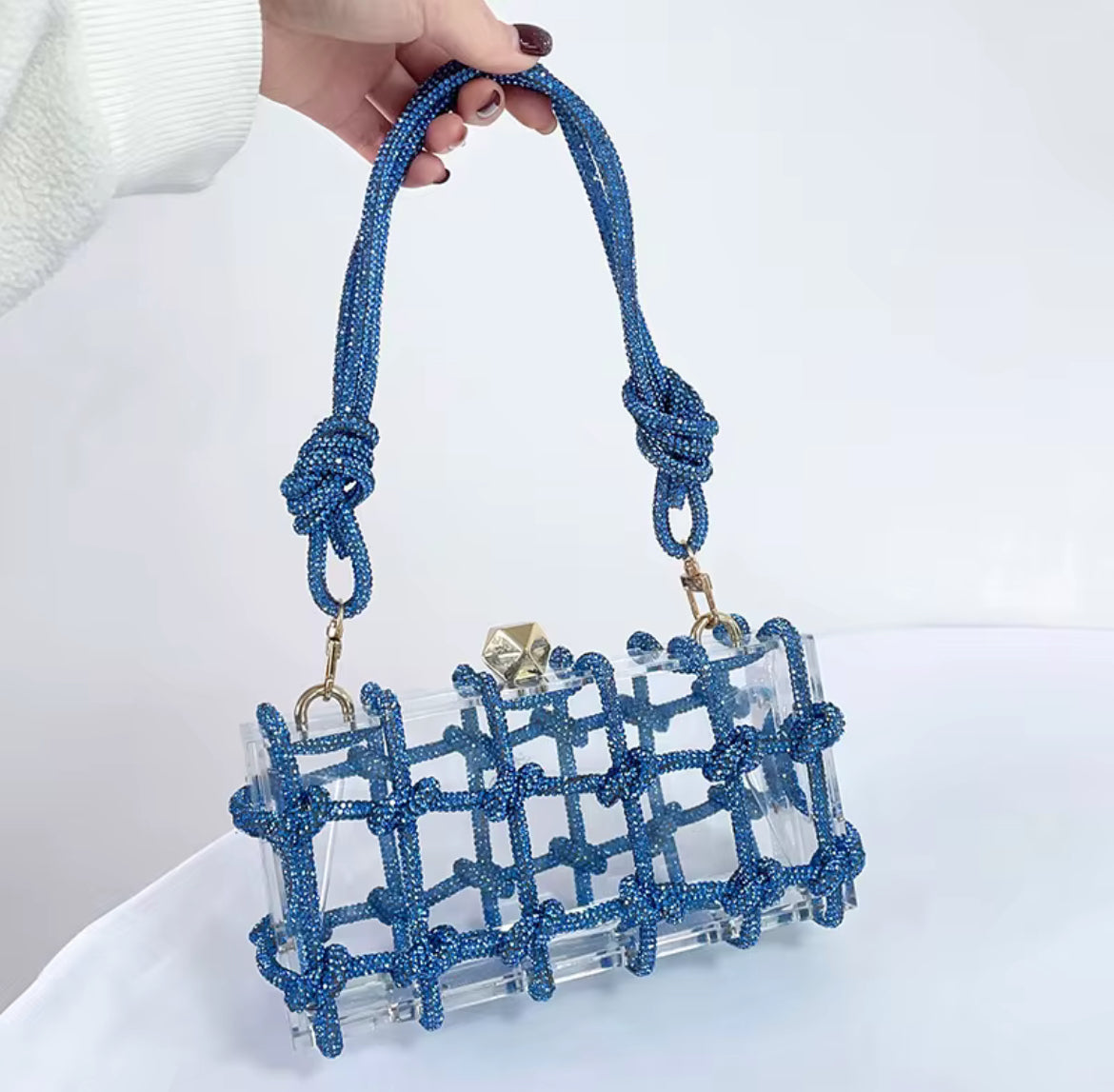 Diamond Knot Acrylic Bag – Crystal Rhinestone Clutch | Ravishing Beauties