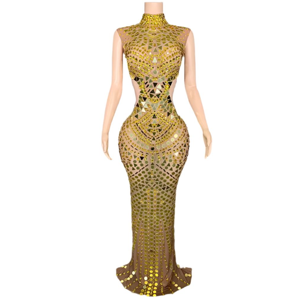 Electric Allure Gown – Crystal Embellished Cutout Mermaid Dress