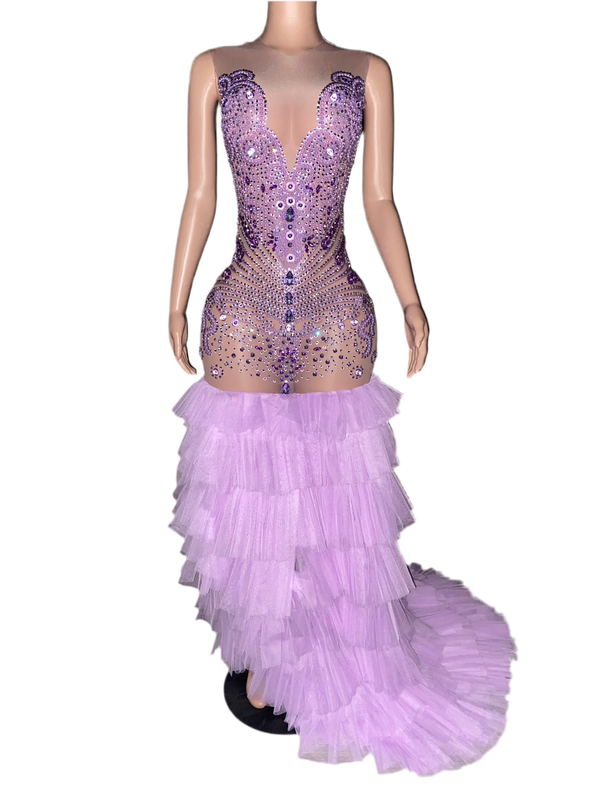 Lavender Luxe Ruffle Gown – Crystal Embellished Prom & Gala Dress