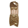 Golden Hour Metallic Two-Piece Set – Gold Crop & Mini Skirt Outfit