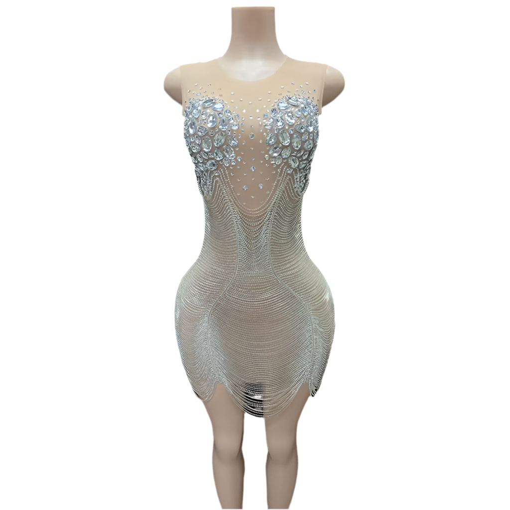 Custom Made- Diamond Illusion Crystal Dress