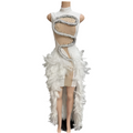 Venom & Velvet Luxe Gown – Crystal Rhinestone Feather Evening Dress