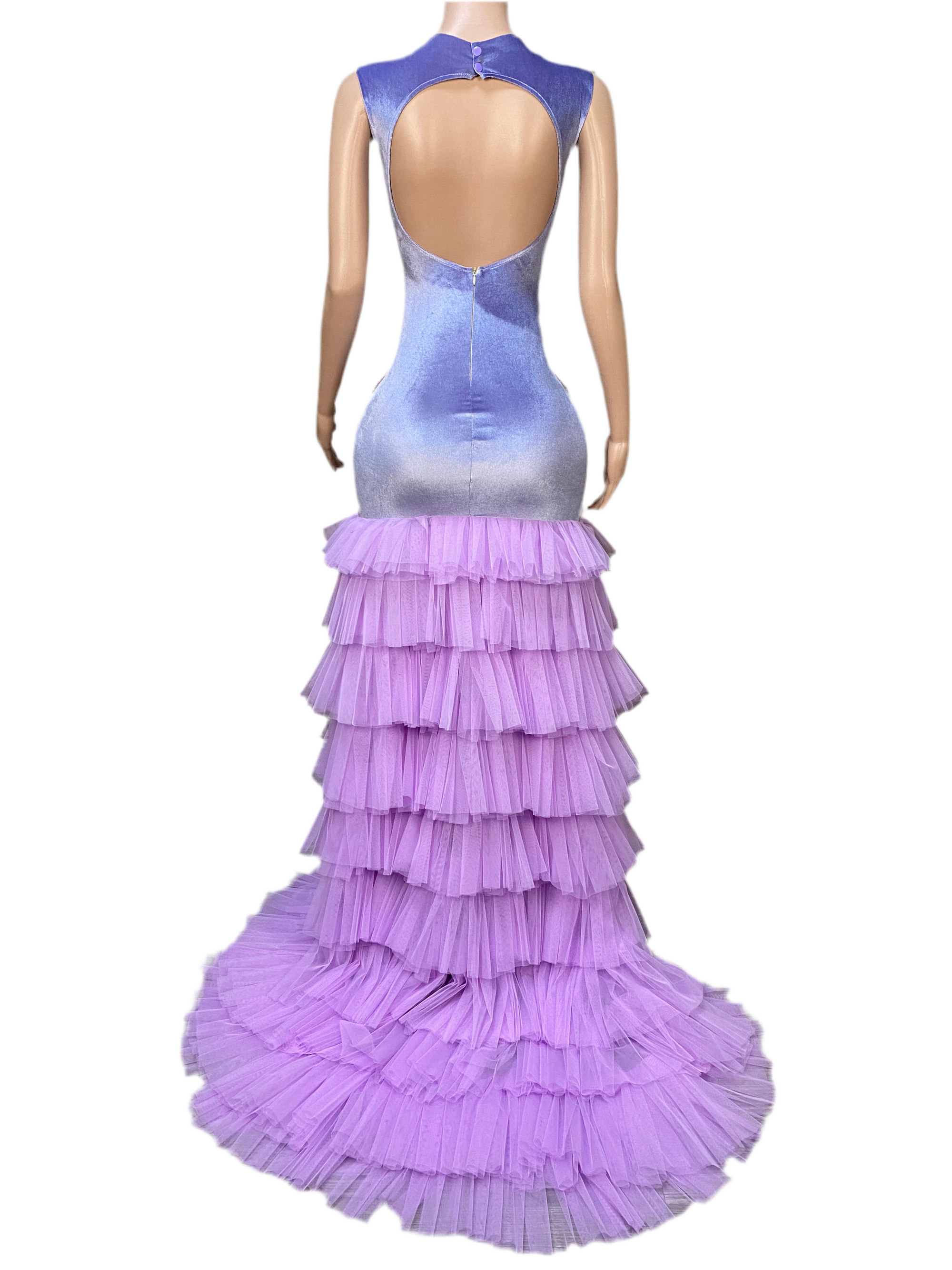 Lavender Luxe Ruffle Gown – Crystal Embellished Prom & Gala Dress