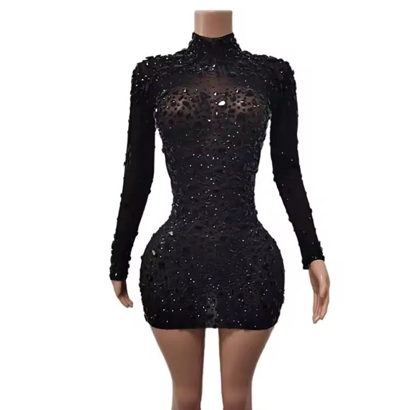 Seven Shades of Slay Crystal Dress – Sparkling Bodycon Perfection