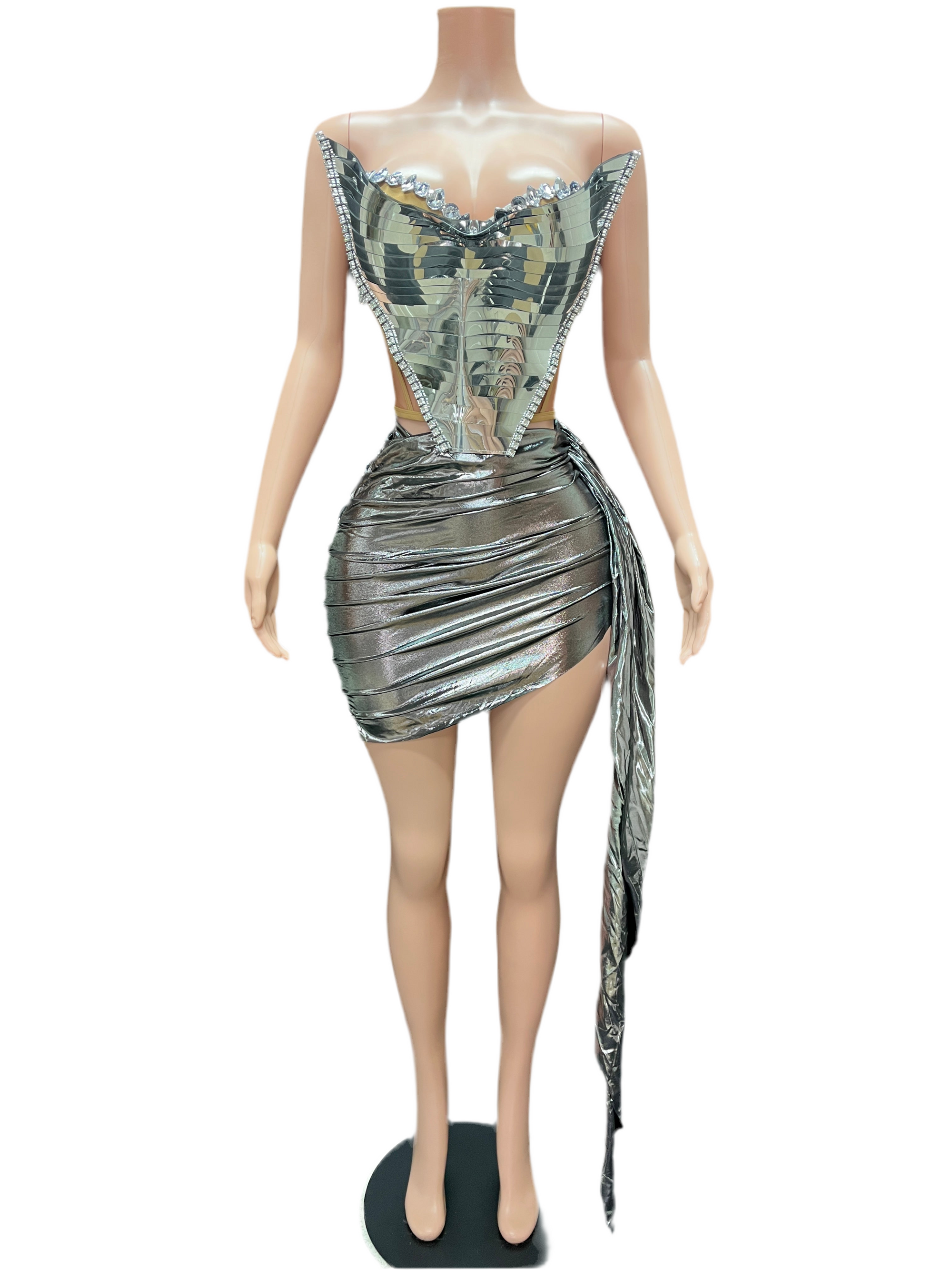 Golden Hour Luxe Corset Dress – Gold Metallic Party Mini Dress