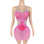 Pink Mirage Crystal Cutout Dress
