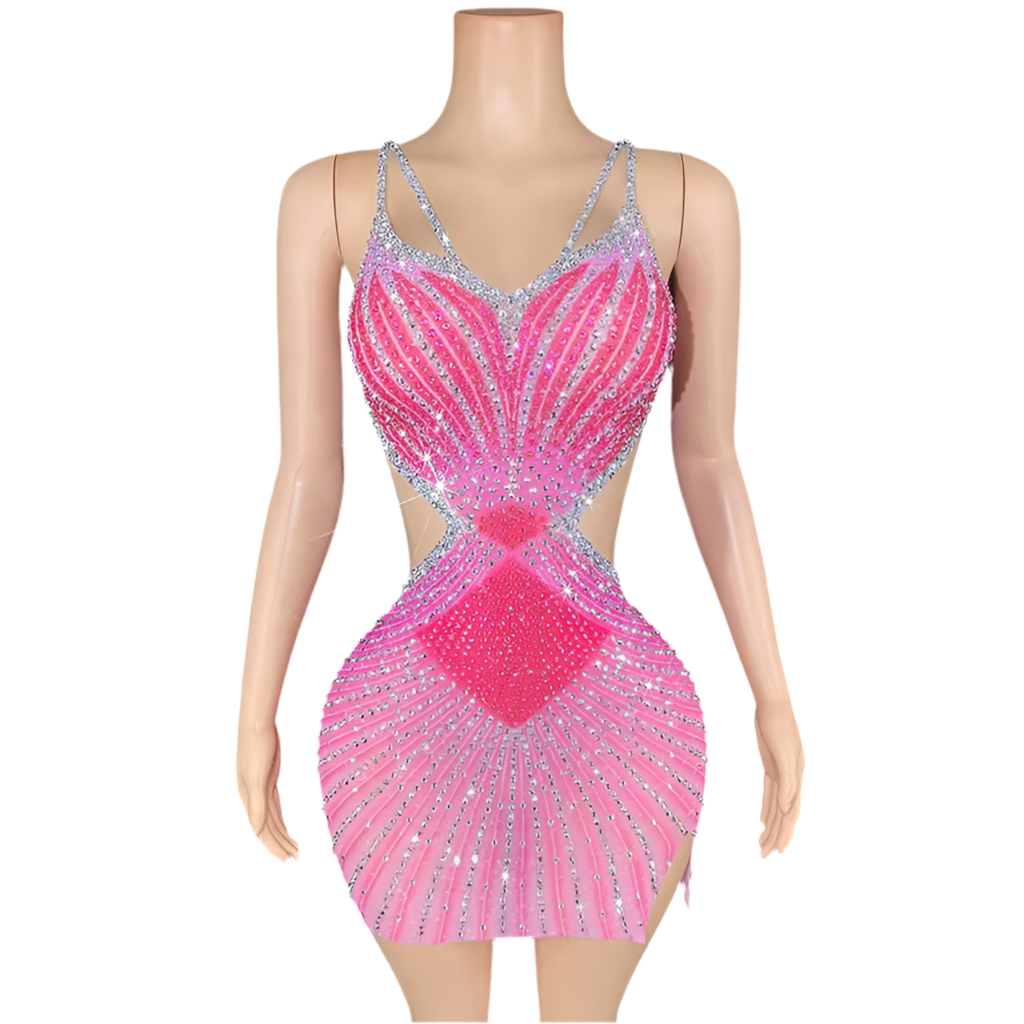 Pink Mirage Crystal Cutout Dress
