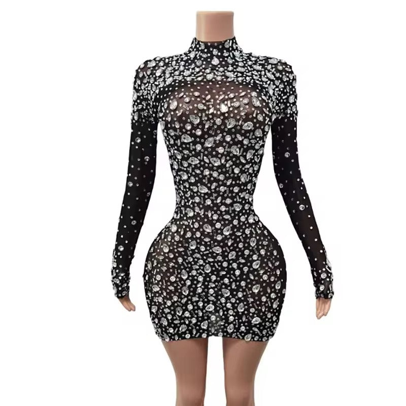 Seven Shades of Slay Crystal Dress – Sparkling Bodycon Perfection