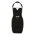 Heartbreaker Halter Mini Dress – Black & Gold Bodycon Party Dress