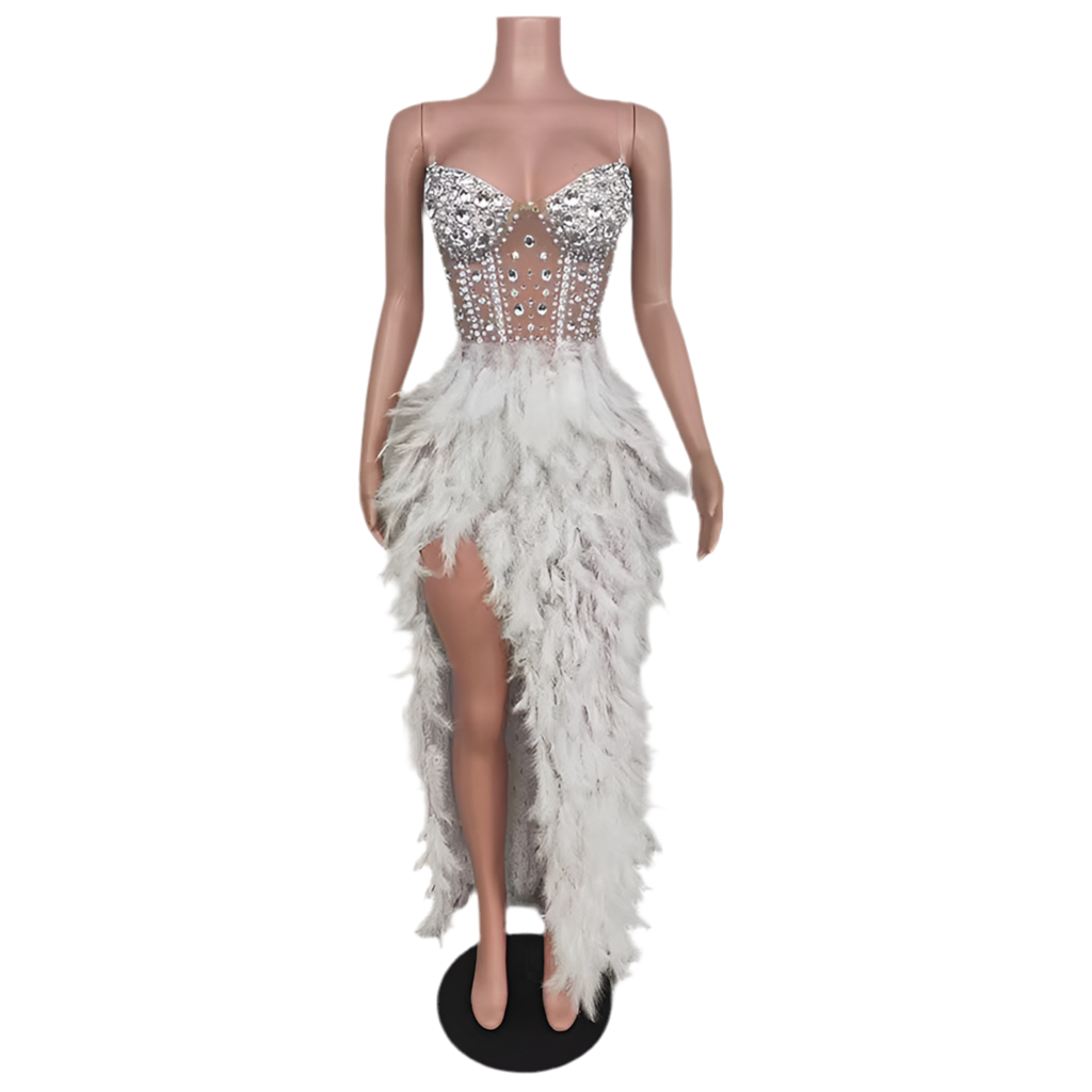 Feathered Fantasy Corset Gown – Luxe Colors Edition | Red Carpet Glam Gown