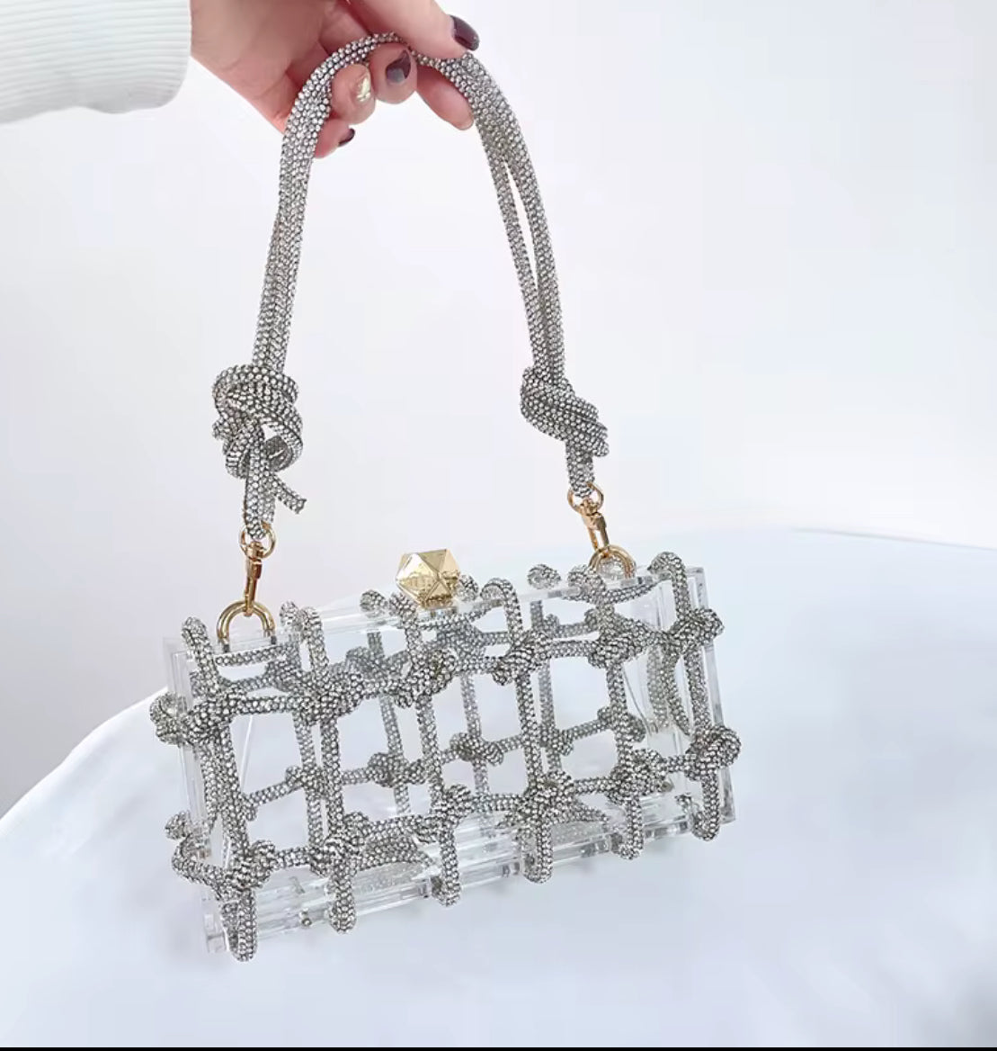 Diamond Knot Acrylic Bag – Crystal Rhinestone Clutch | Ravishing Beauties