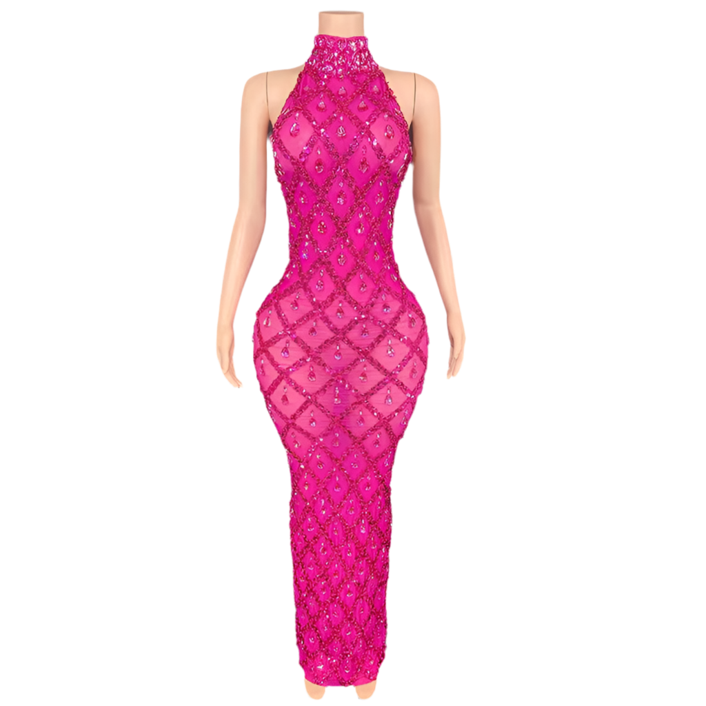 Fuchsia Fantasy Rhinestone Gown