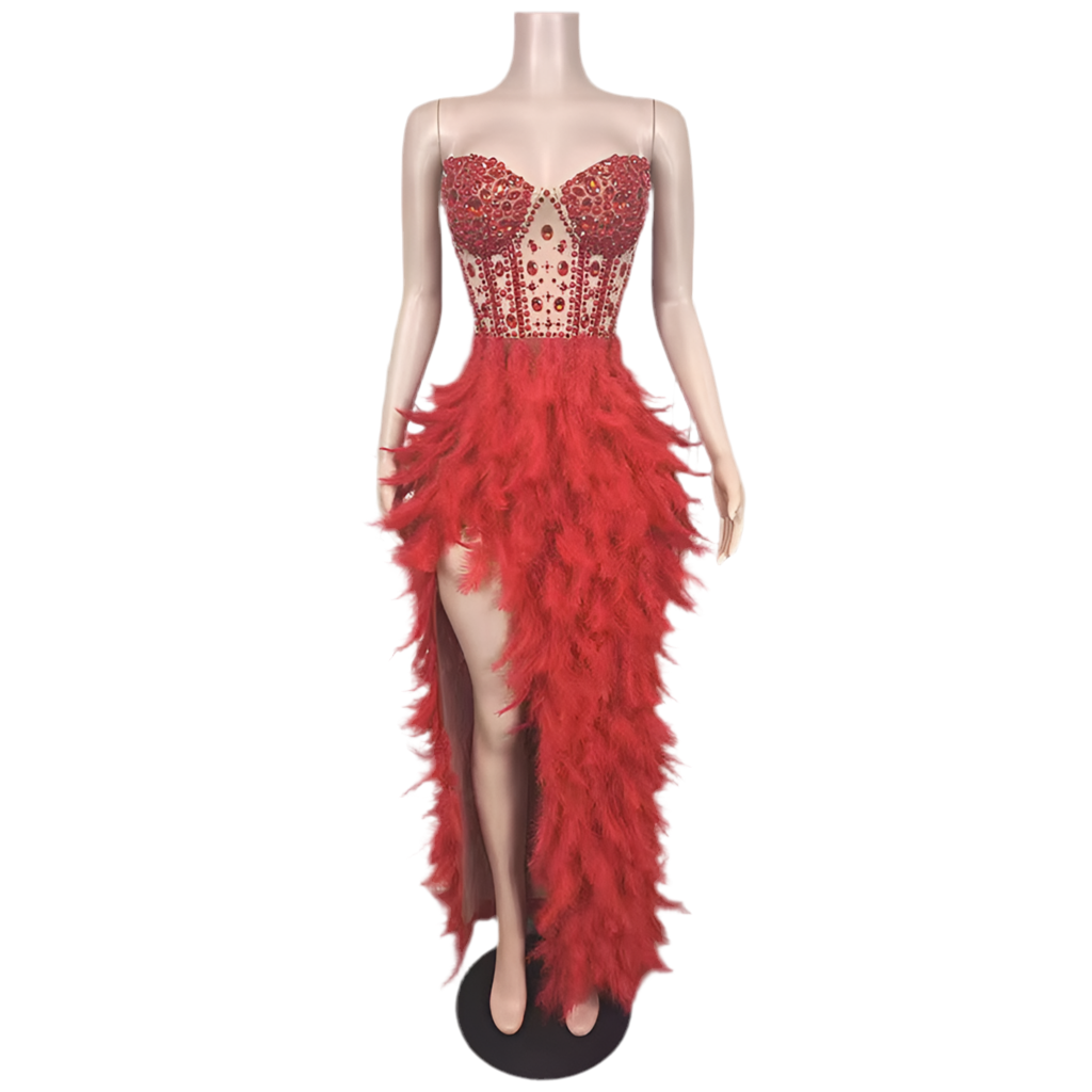 Feathered Fantasy Corset Gown – Luxe Colors Edition | Red Carpet Glam Gown