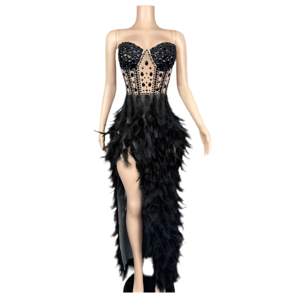 Feathered Fantasy Corset Gown – Luxe Colors Edition | Red Carpet Glam Gown