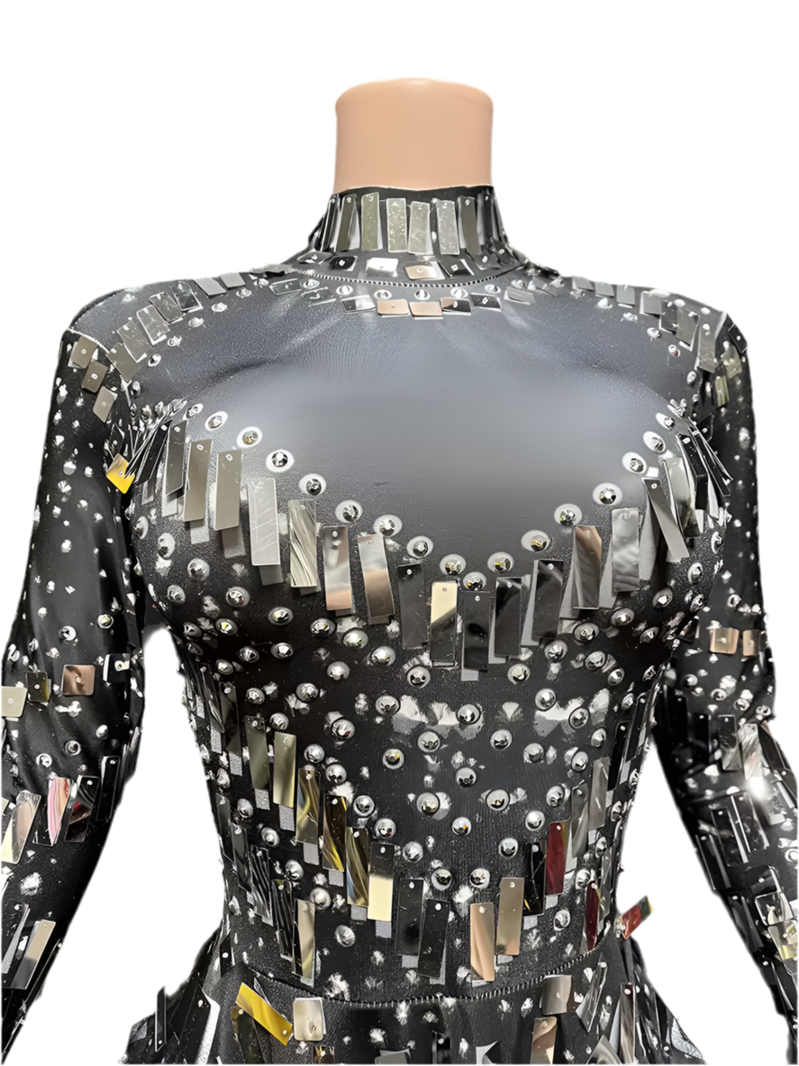 Crystal Chaos Mini Dress – Shattered Mirror Rhinestone Birthday & Party Outfit