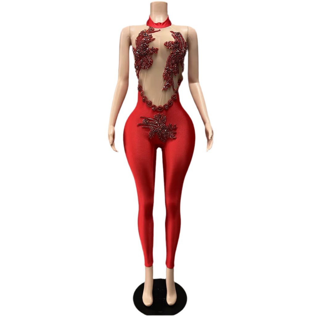 Glam Siren Mesh Jumpsuit – Sexy Sheer Party Outfit