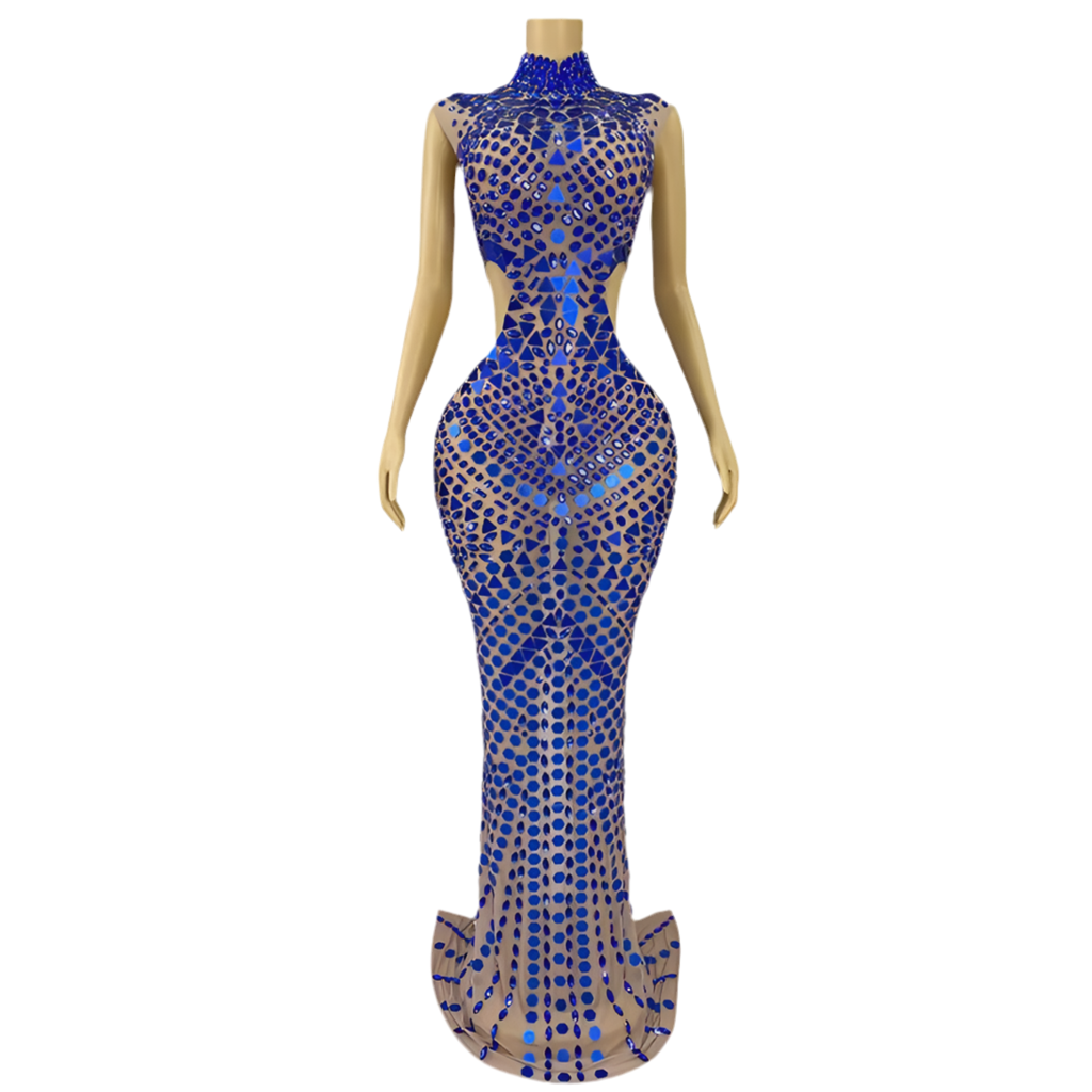 Electric Allure Gown – Crystal Embellished Cutout Mermaid Dress
