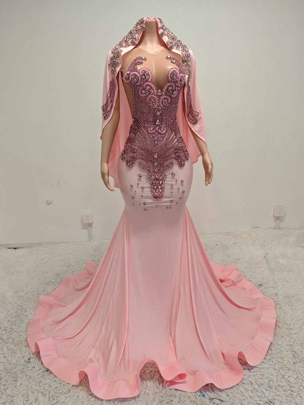 Blush Crystal Dream Gown – Luxury Pink Mermaid Evening Dress